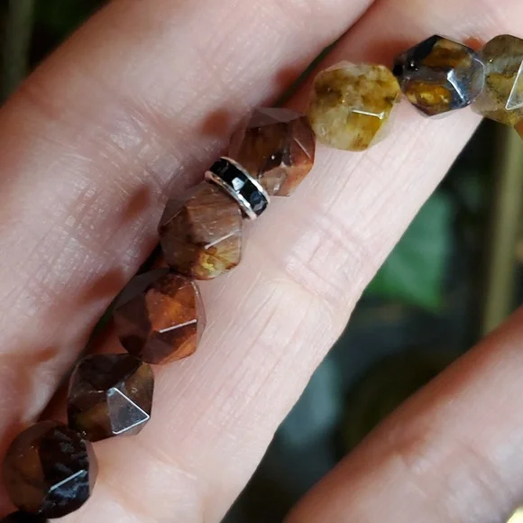 NWOT Gorgeous Tigerseye 6mm w/ Black Obsidian Bracelet - Picture 3 of 3